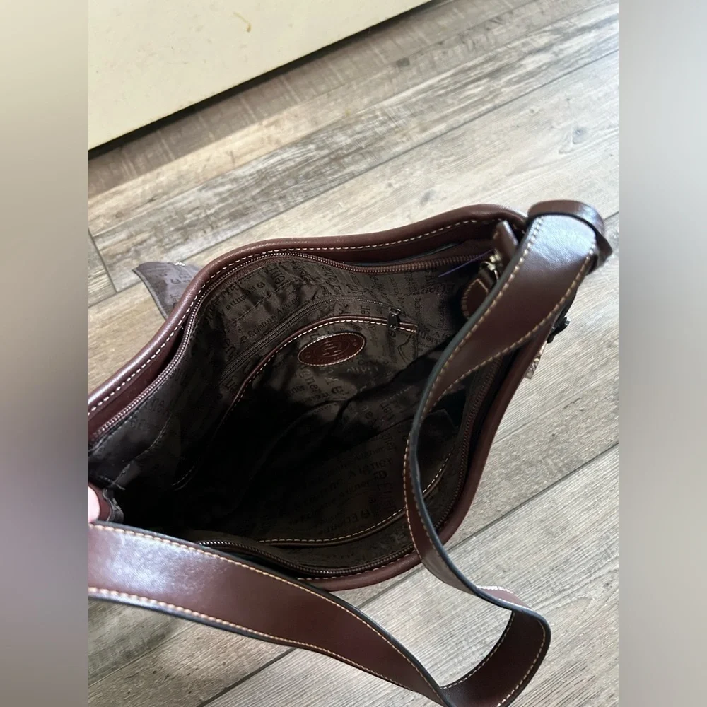 Etienne Aigner Canva Hobo Bag purse Brown/Grey with Brown leather bottom